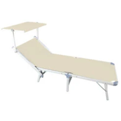 Lettino Greenwood Con Tettuccio Pieghevole Sabbia